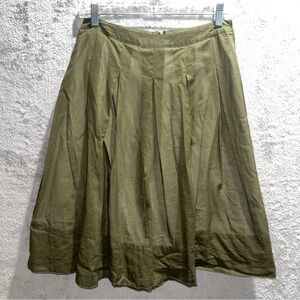 Talbots Green Pleated A-Line Skirt With Lining Size 4P